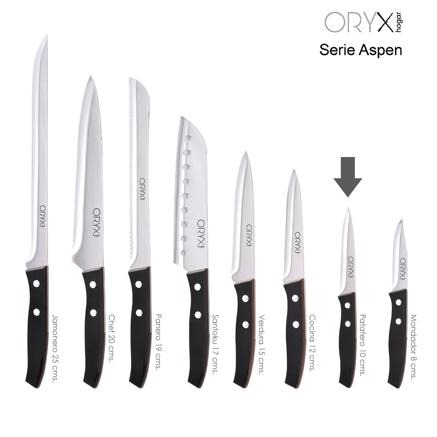 Faca Aspen Patatero Lâmina Aço Inox 10 cm. Preto