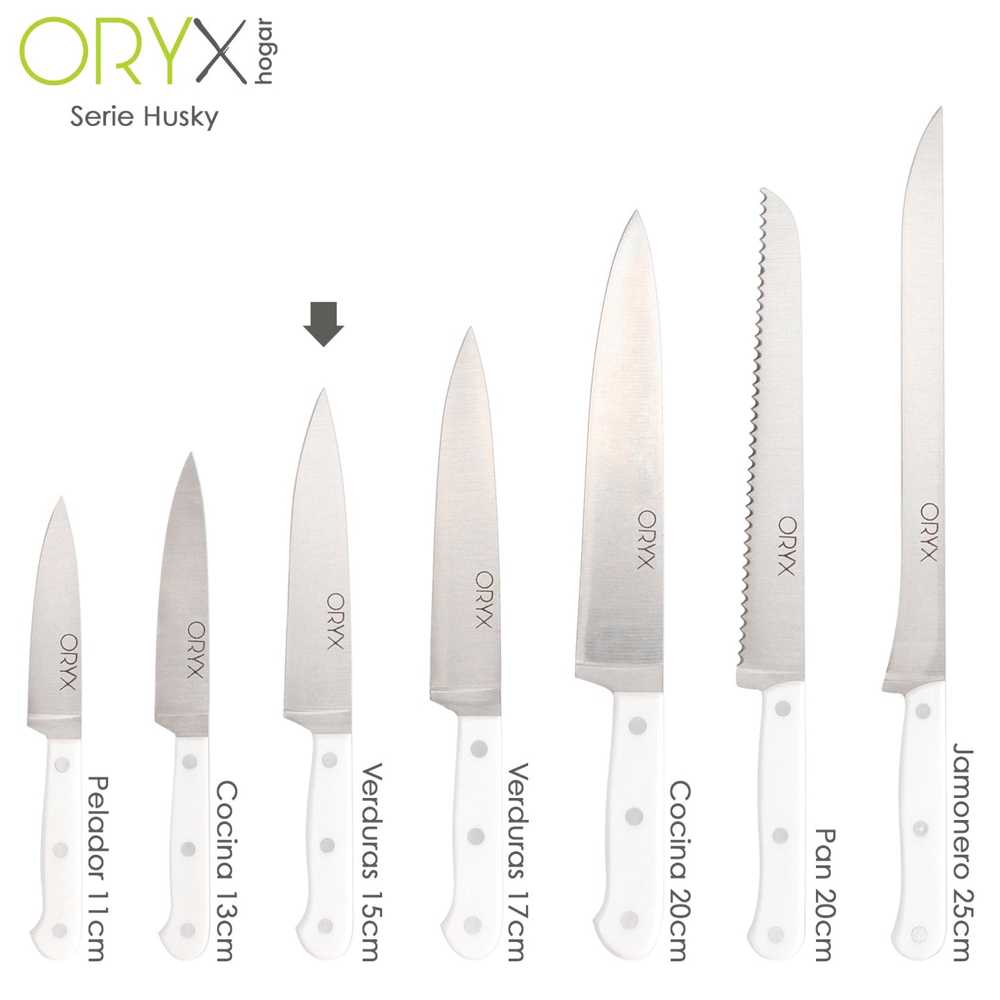 Faca para Legumes Husky 15 cm. Lâmina de aço inoxidável, faca vegetal, faca de corte vegetal cabo ergonômico branco