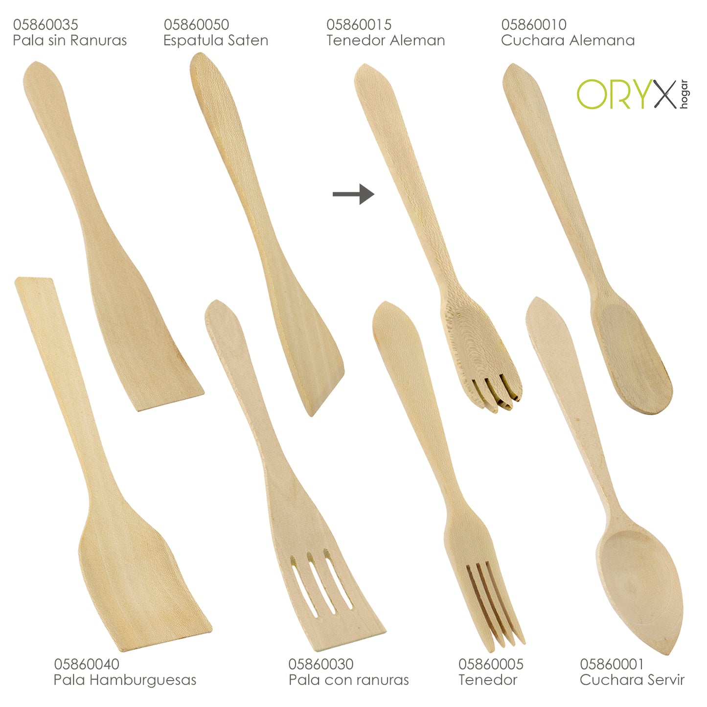 Tenedor Aleman Cocina Madera Oryx 30 cm.