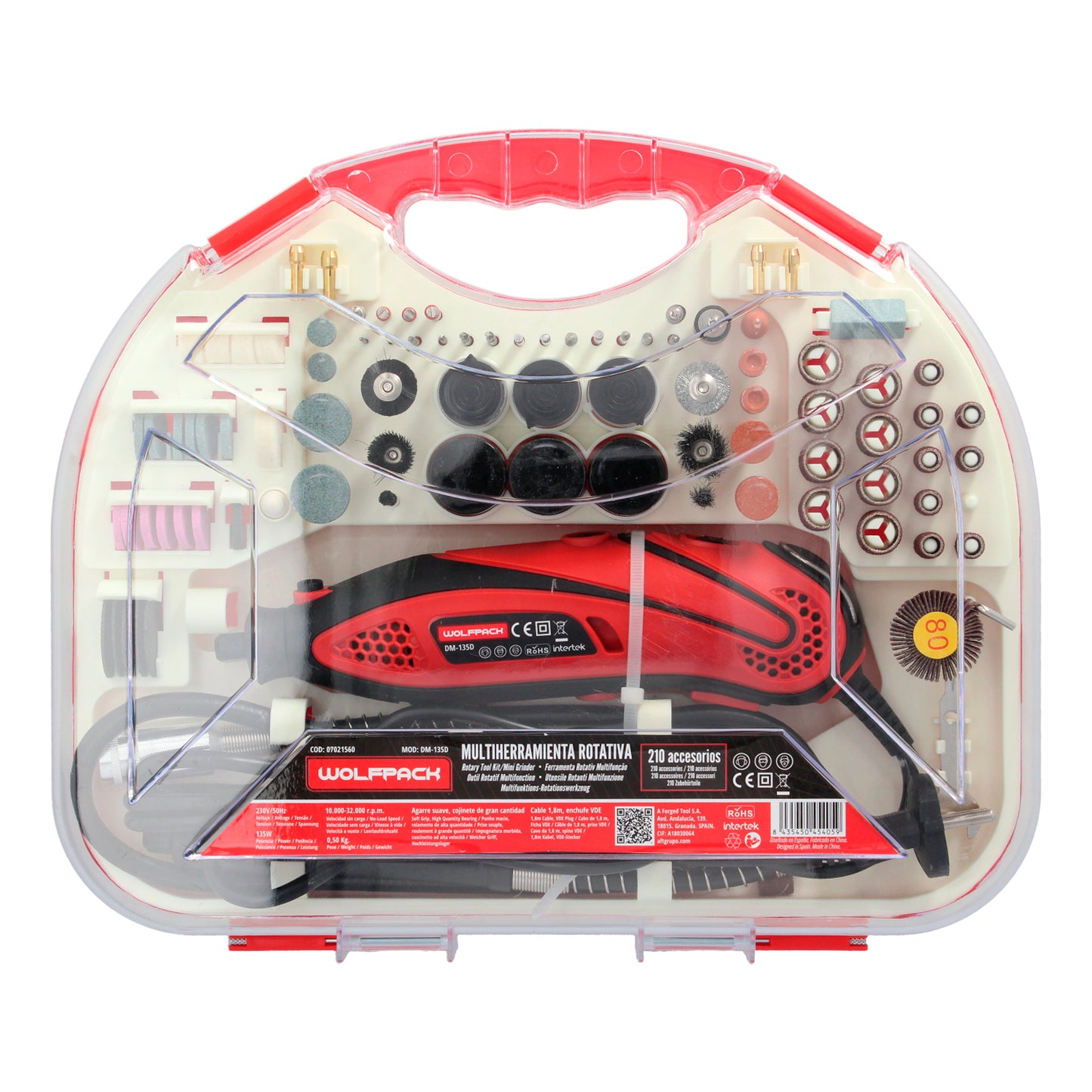 Multiferramenta de 135 Watts. Com 210 Acessórios e Pasta. Ferramenta multifuncional, mini furadeira, ferramenta rotativa, moedor