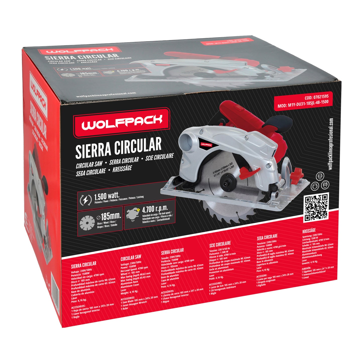 Serra Circular 1300 Watts. Com Disco Laser 185 mm. Regulador de profundidade de corte de esquadria de 4.700 RPM. Serra de esquadria, serra de madeira