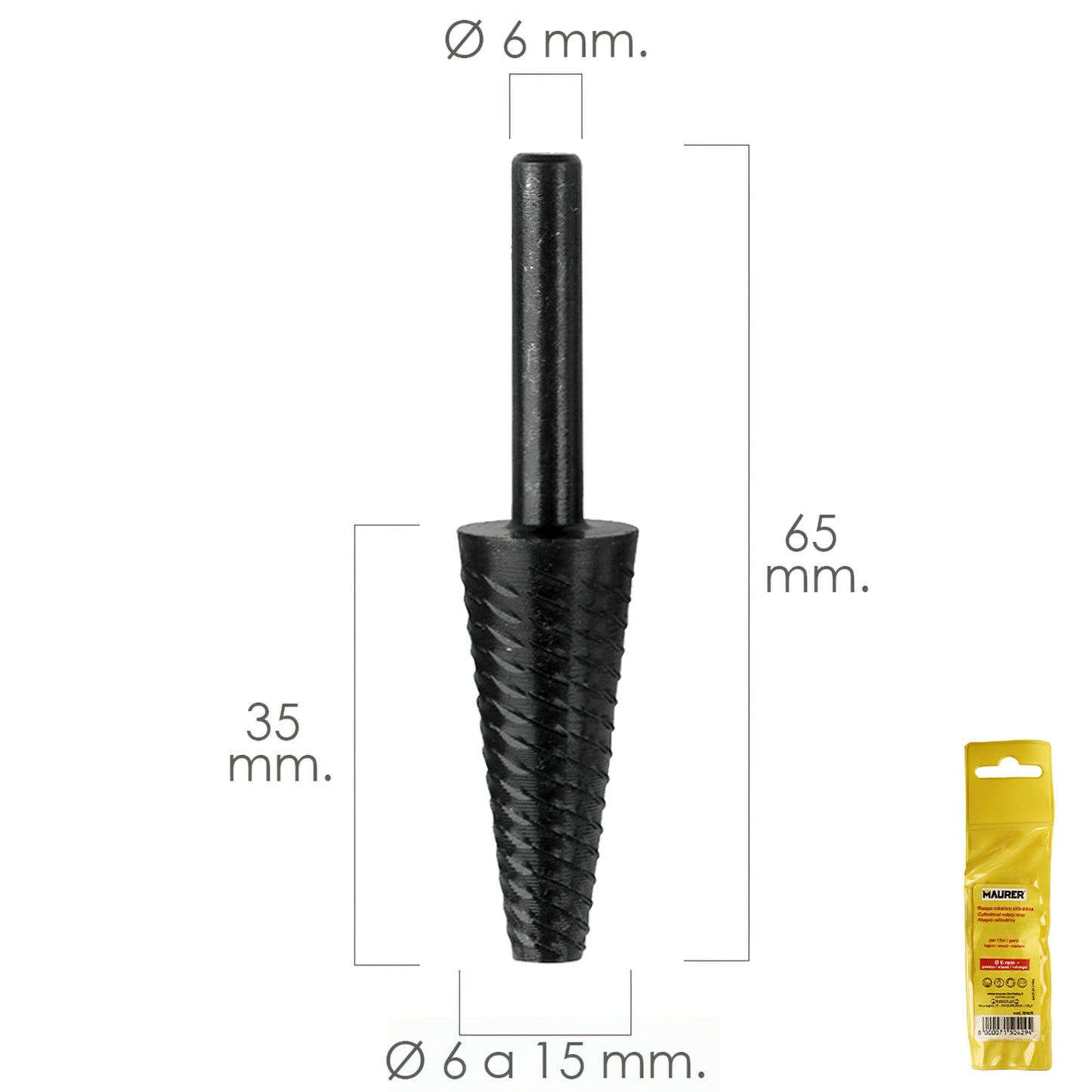 Rebarba Rotativa Para Metal Cônico Ø 6 a 15 mm. Para furadeira/fresadora