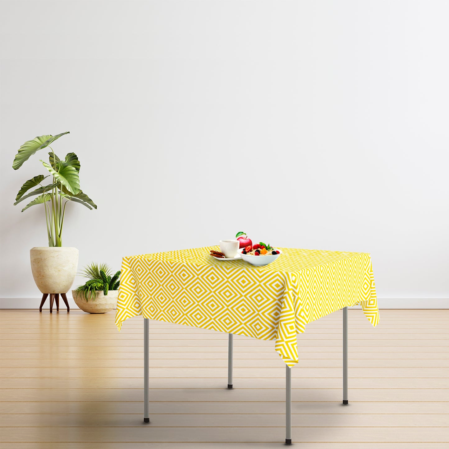 Mesa Dobrável Quadrada PEAD Multifuncional, Portátil, Resistente, Multiuso 86x86x74 cm. Cor branca