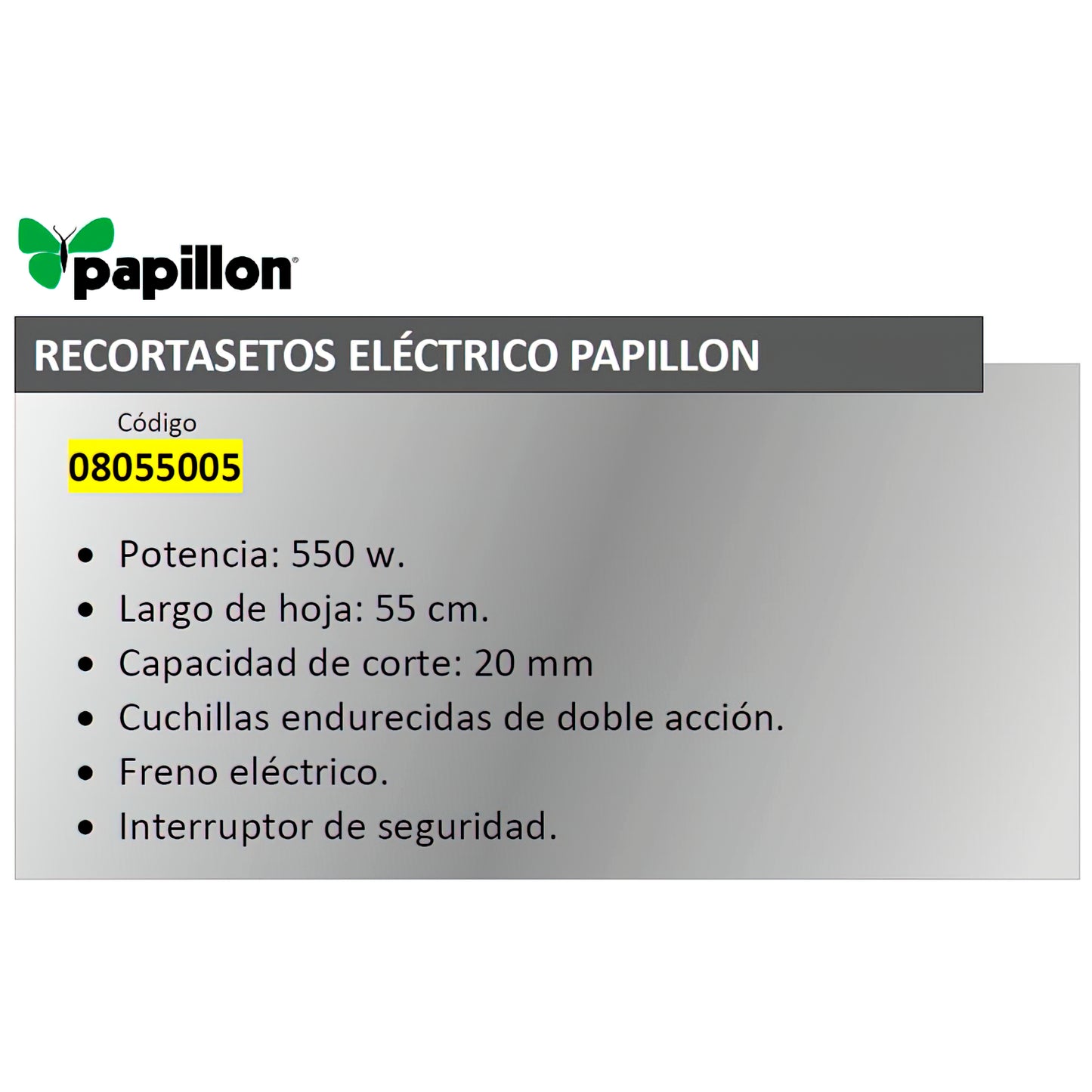 Aparador de cerca viva Papillon 550 w. Folha 550mm.