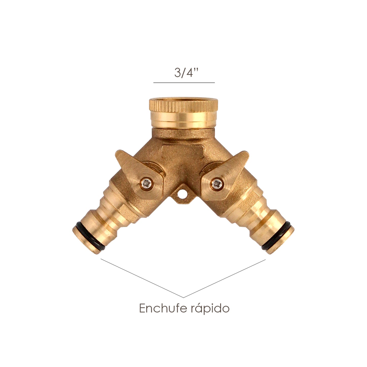 Adaptador de mangueira de latão 2 soquetes para torneira de 3/4"