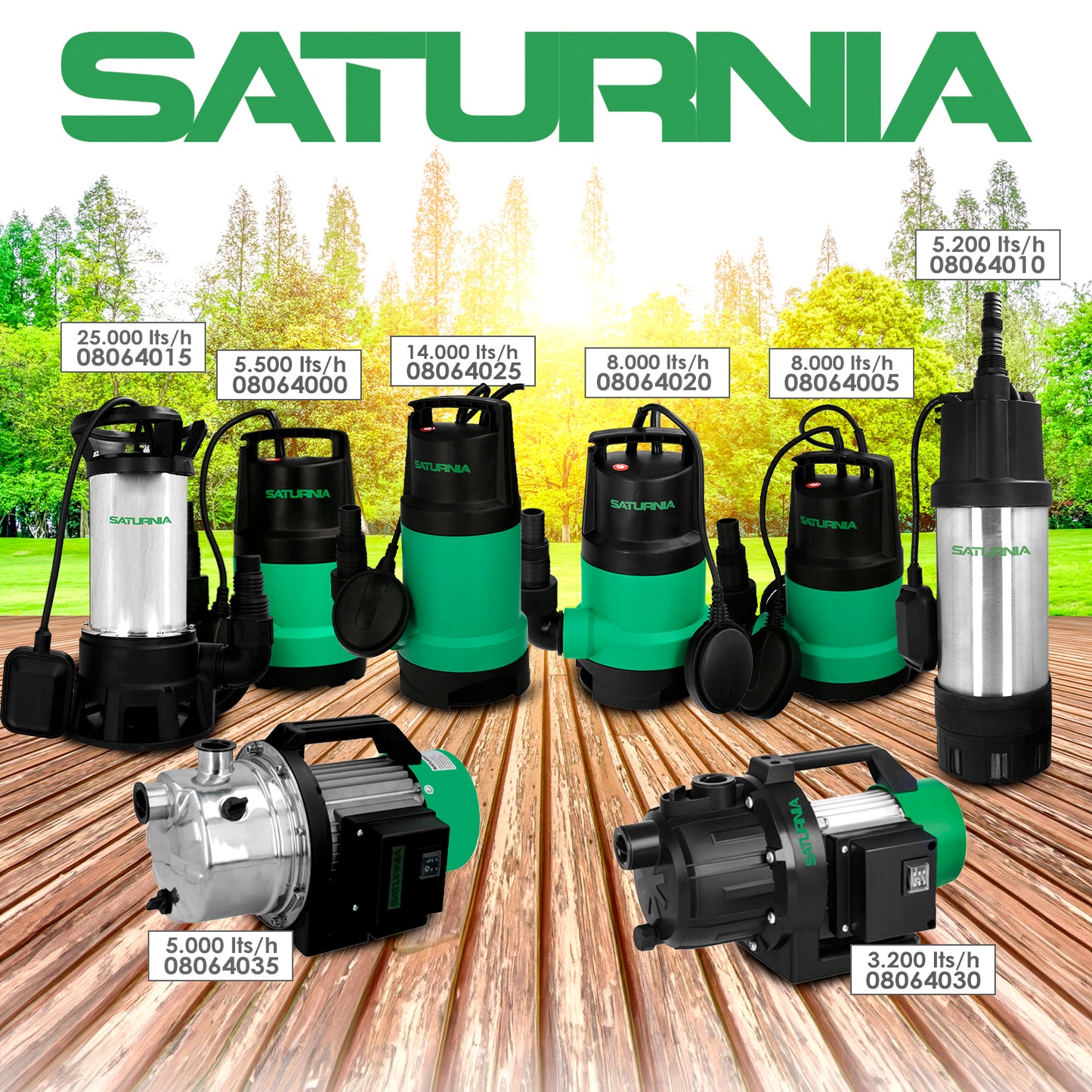 Bomba Aguas Sucias Sumergible 450 W. 8.000 lts/hora, Profundidad 5 Mts, Elevación 5,5 mts. Particulas max. Ø 30 mm.