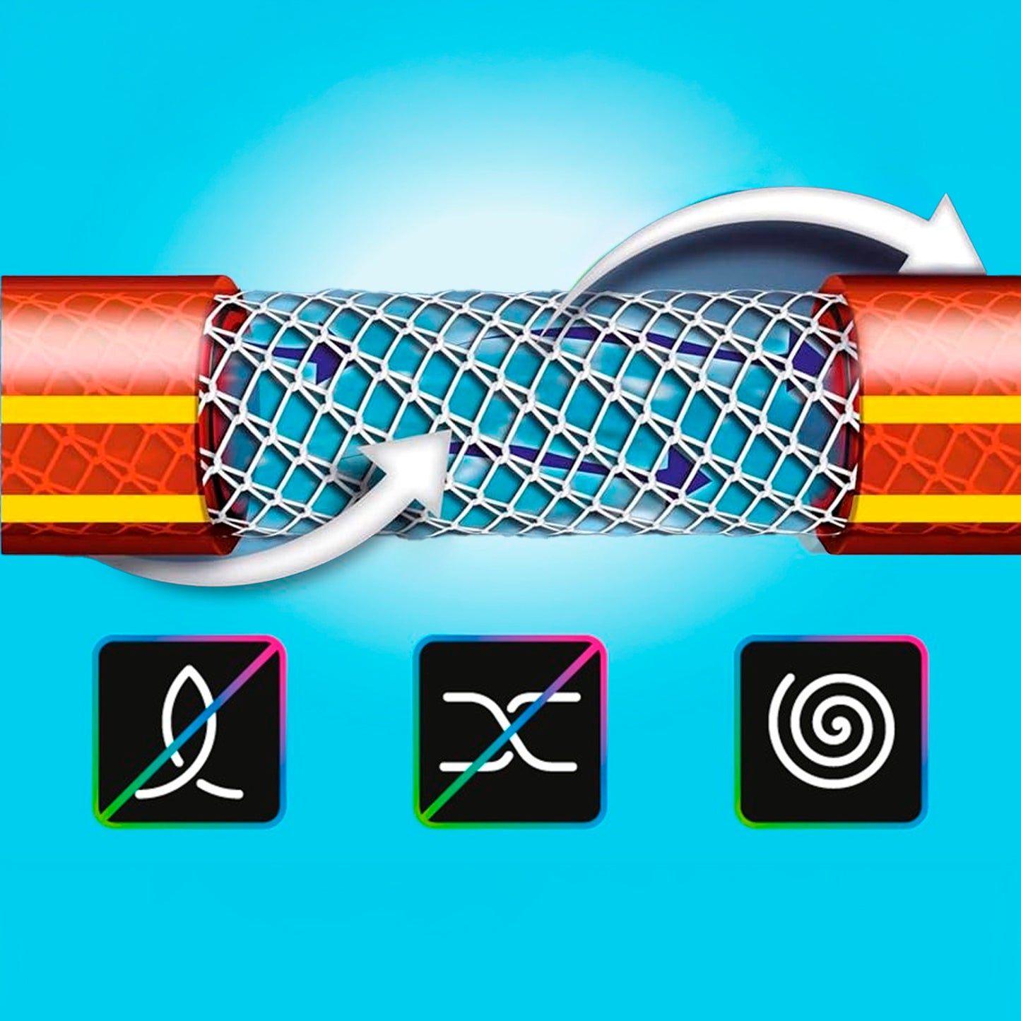 Manguera Tricotado No Torsion 19 mm. - 3/4" Rollo 25 Metros