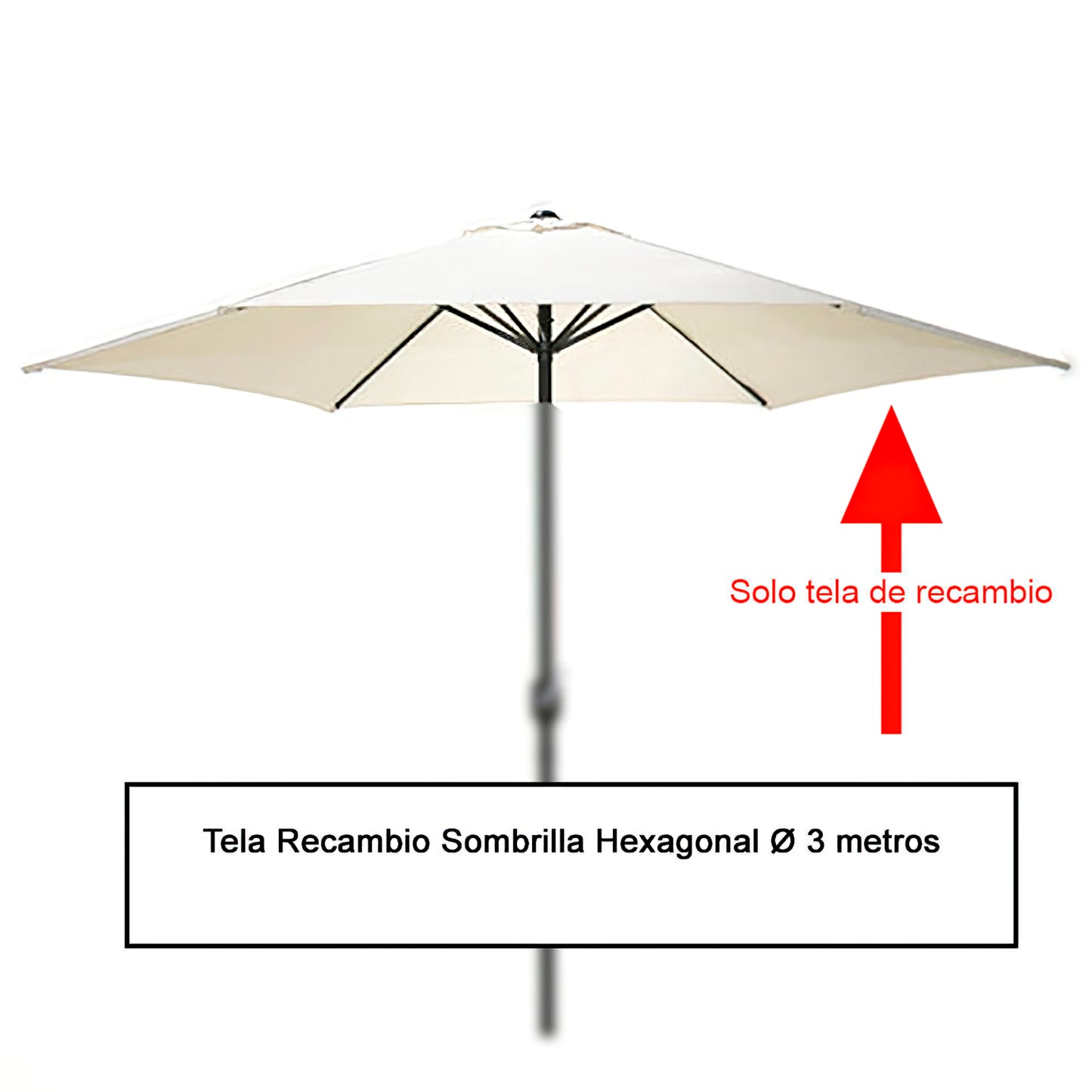 Guarda-chuva hexagonal de pano de substituição Ø 3 metros (08091050)