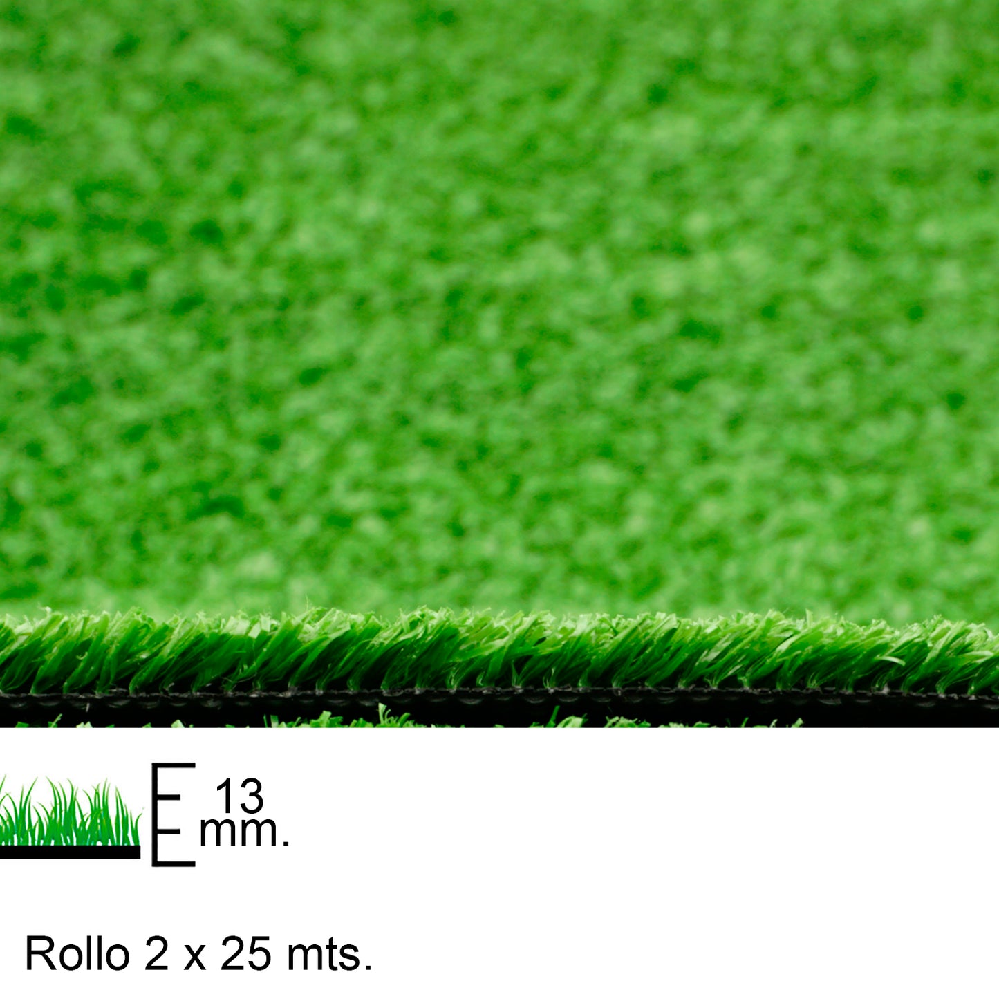 Relva sintética 13 mm. Role 2 x 25 metros. Uso doméstico
