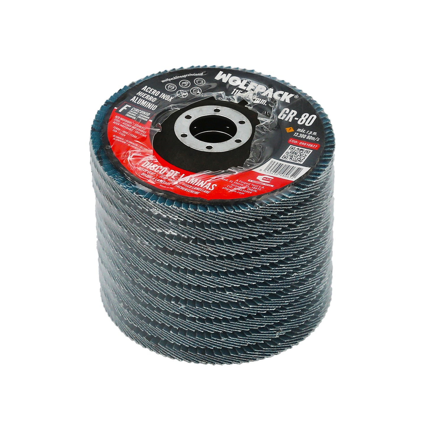 Disco Lamina Lija Circon Inox - Plus 115x22 mm. Grano 80