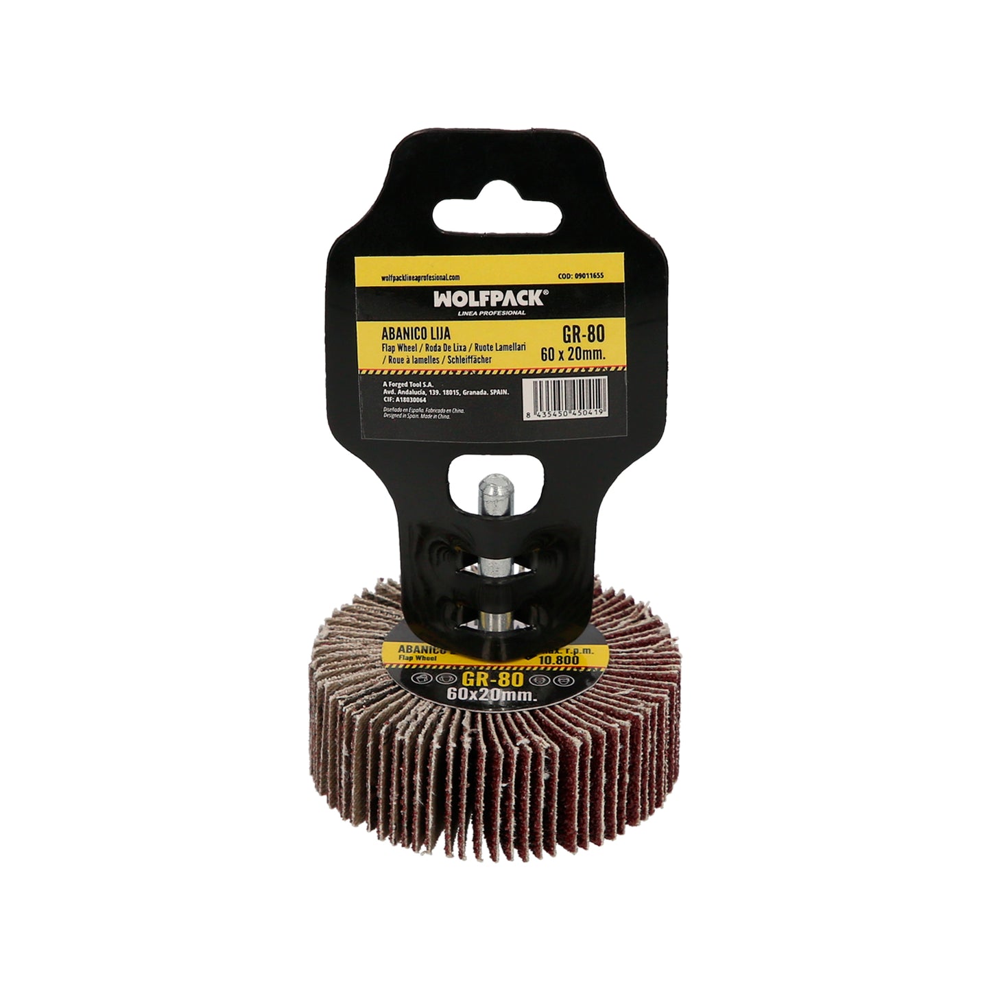 Ventilador de lixa grão 80 Medição Ø 60 x 20 mm. Disco abrasivo de aba, rodas de mil folhas, rodas abrasivas, lixamento, esmerilhamento, polimento