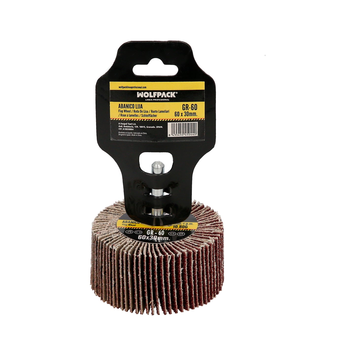 Ventilador de lixa de grão 60 Medição Ø 60 x 30 mm. Disco abrasivo de aba, rodas de mil folhas, rodas abrasivas, lixamento, esmerilhamento, polimento