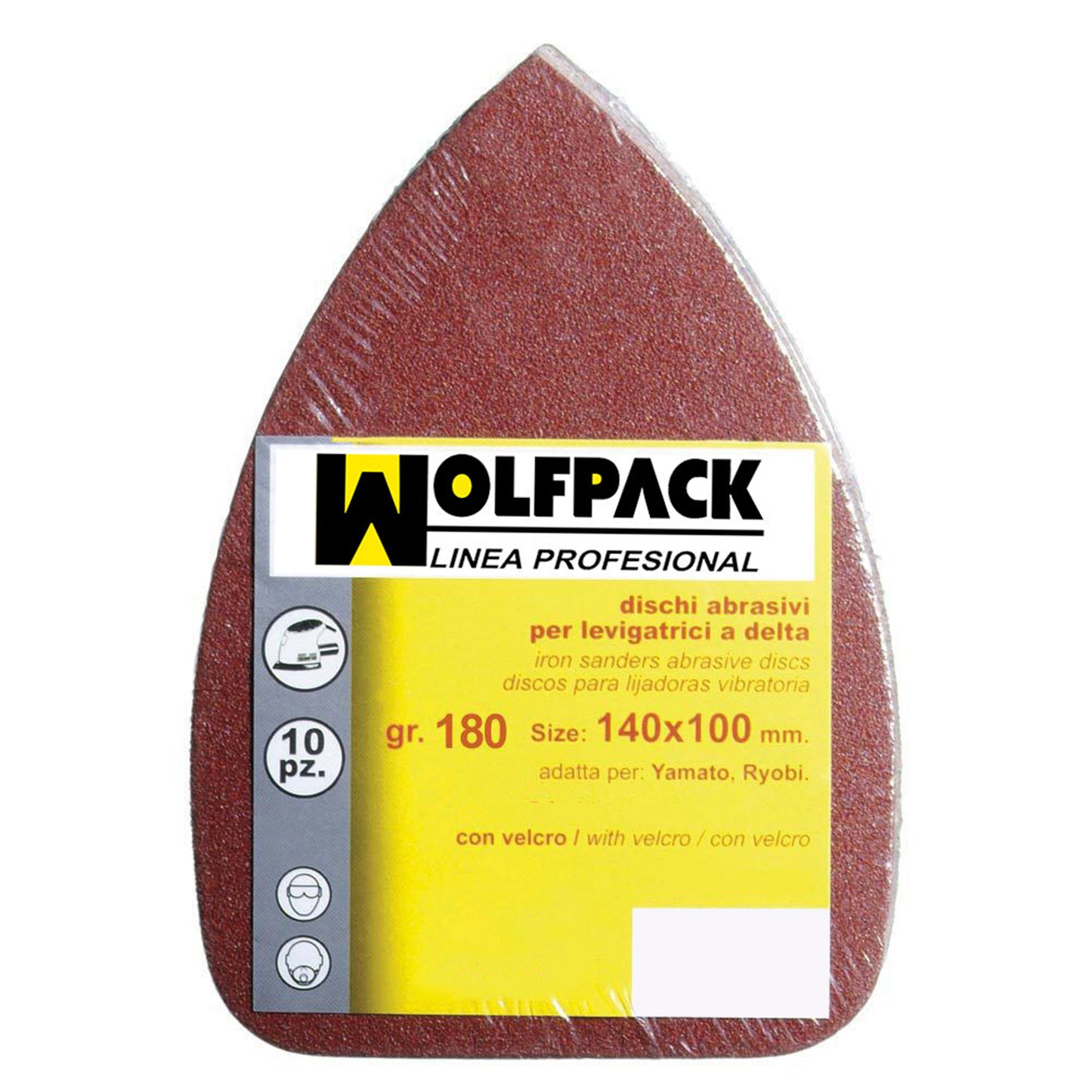 Lixa de substituição Delta 140x100 mm. sem furos grão 180 (10 peças)