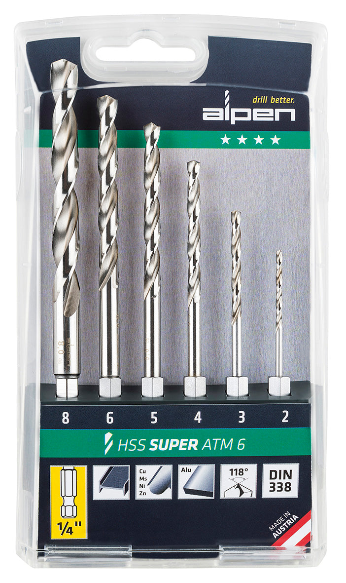 Estojo para broca Hss hexagonal Alpen 6 peças