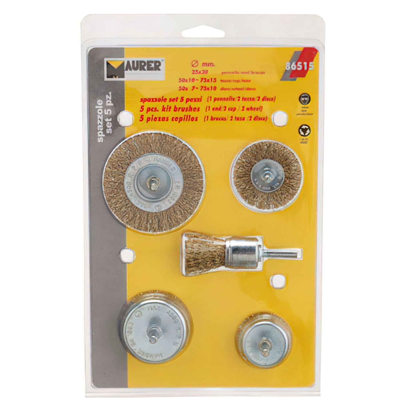 Juego Cepillos Acero 5 Piezas (Brocha/taza/disco)