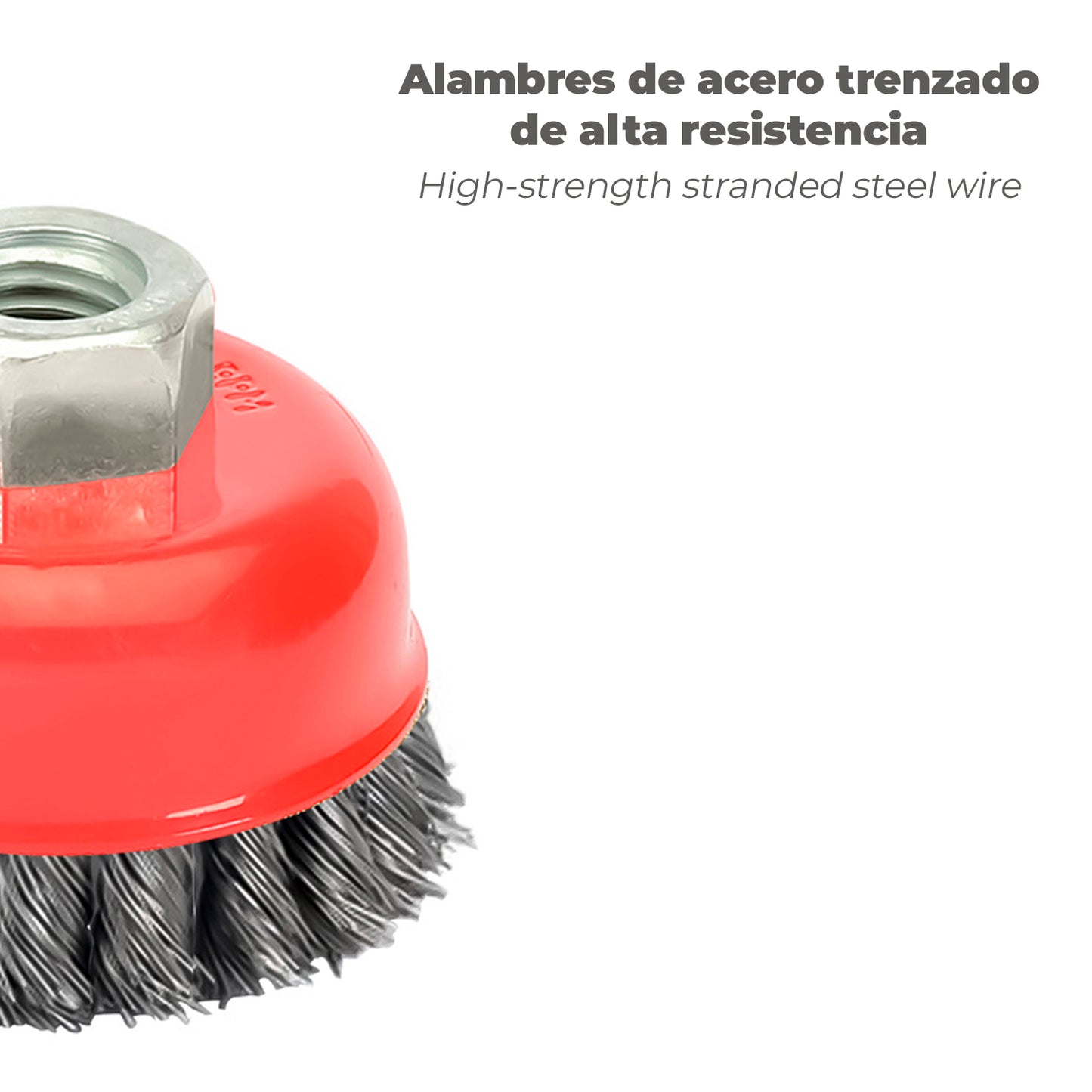 Escova Taça Com Fio de Aço Trançado Rosca M14, Ø 100 mm. Fio de Ø 0,50 mm.