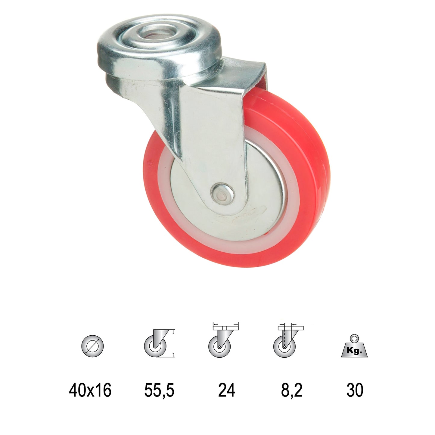 Roda de Poliuretano Através de 40 mm.