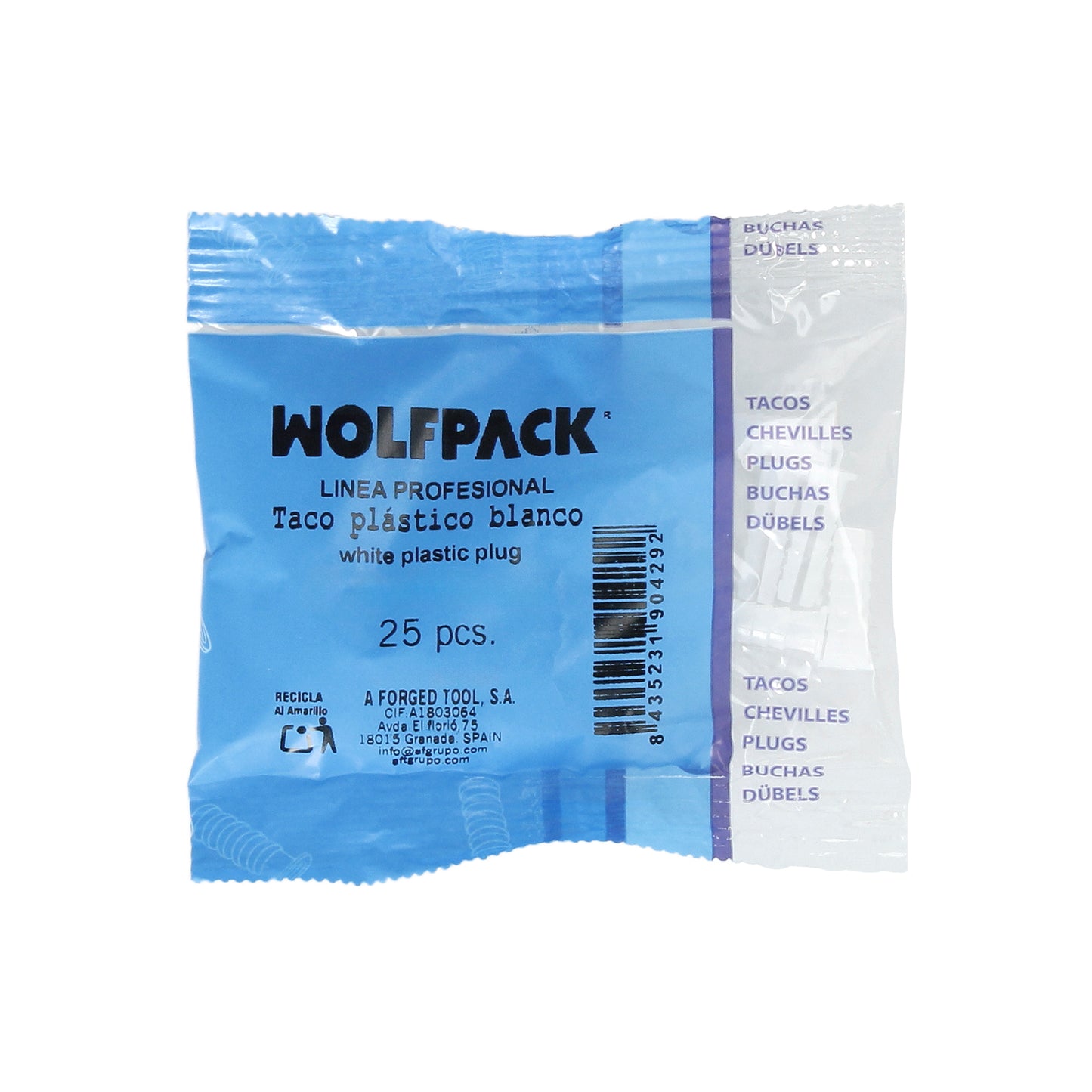 Taco Wolfpack Plástico Blanco 10x35 mm. (25 unidades)