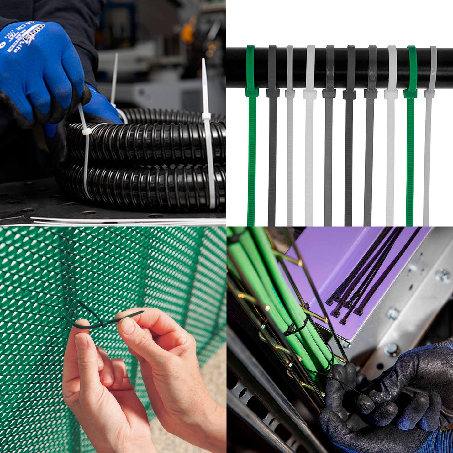 Cabeçada 100% Nylon. Cor verde 3,6 x 140 mm. Bolsa 100 Unidades. Braçadeira Plástica, Organizador de Cabos, Alta Resistência