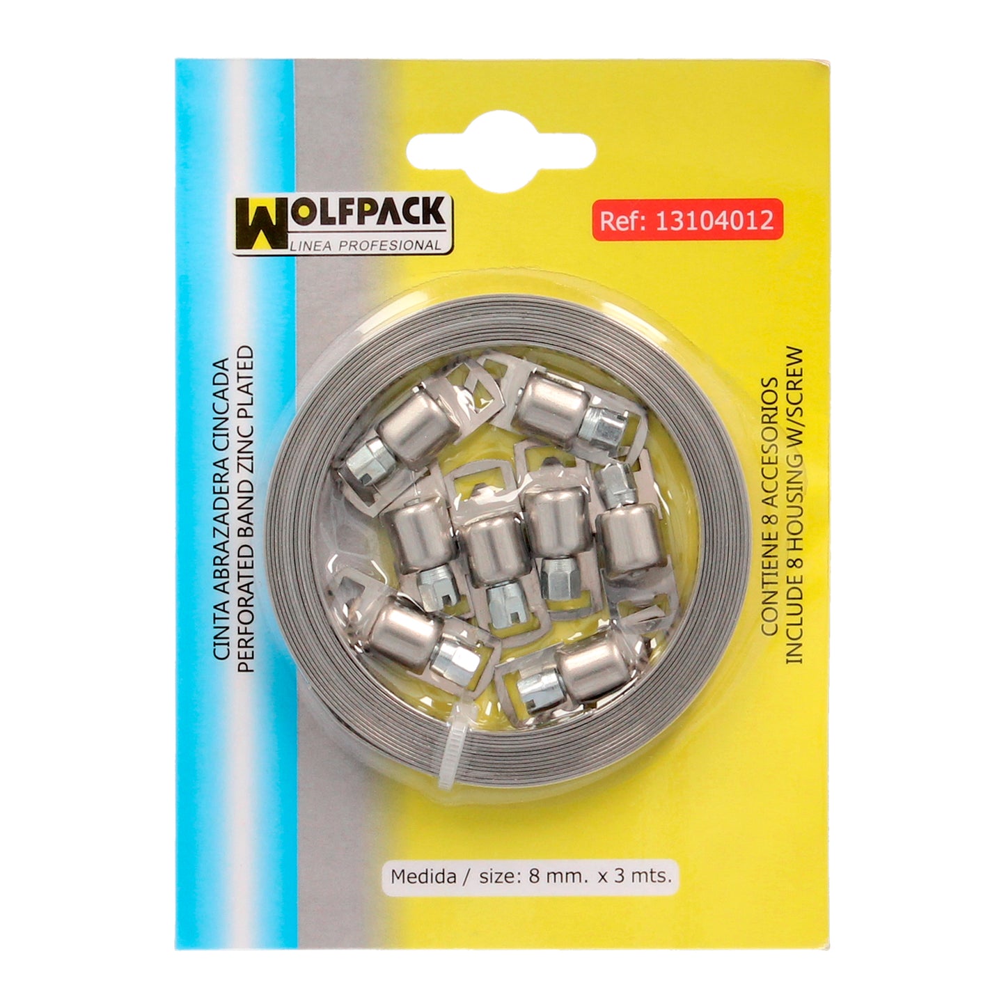 Fita de fixação de corte zincada 8 mm. x 3m. com 8 parafusos Braçadeira de parafuso de metal, braçadeira infinita