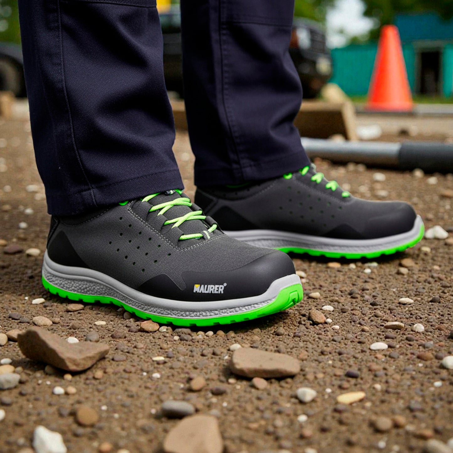 Deportiva Seguridad Maurer S1 Modelo Resia Antideslizante con Suela Composite y Resistencia a los Hidrocarburos Talla 42.