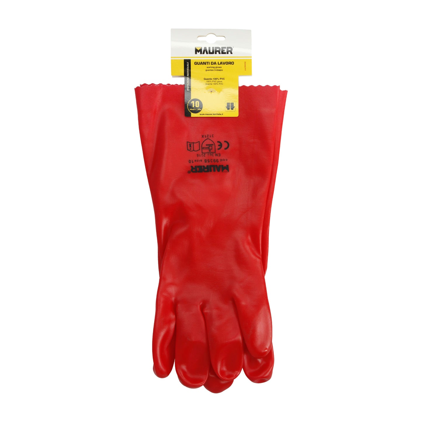 Guantes Pvc Rojo 35 cm. (Par)