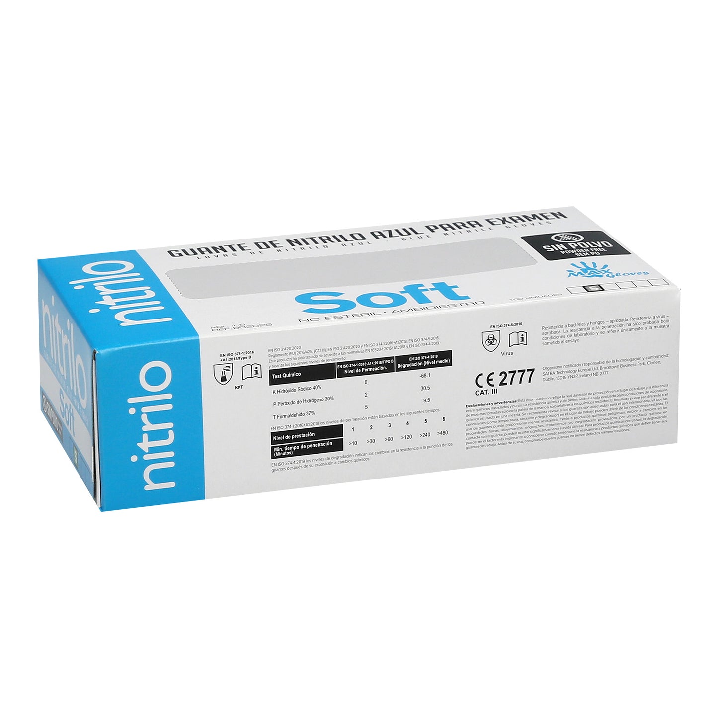 Guante Desechable Nitrilo Azul S 3,5 gms. Caja 100 unidades.