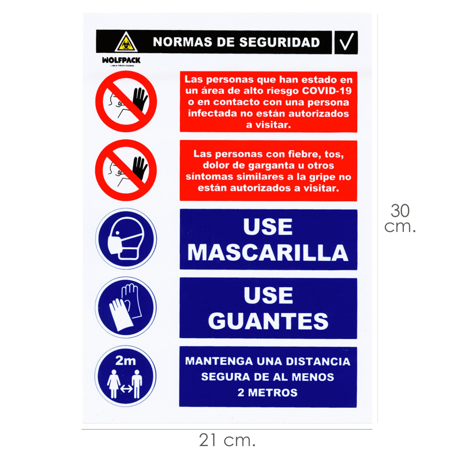 Cartaz de Padrões de Segurança de Aviso Combinado 30x21cm.
