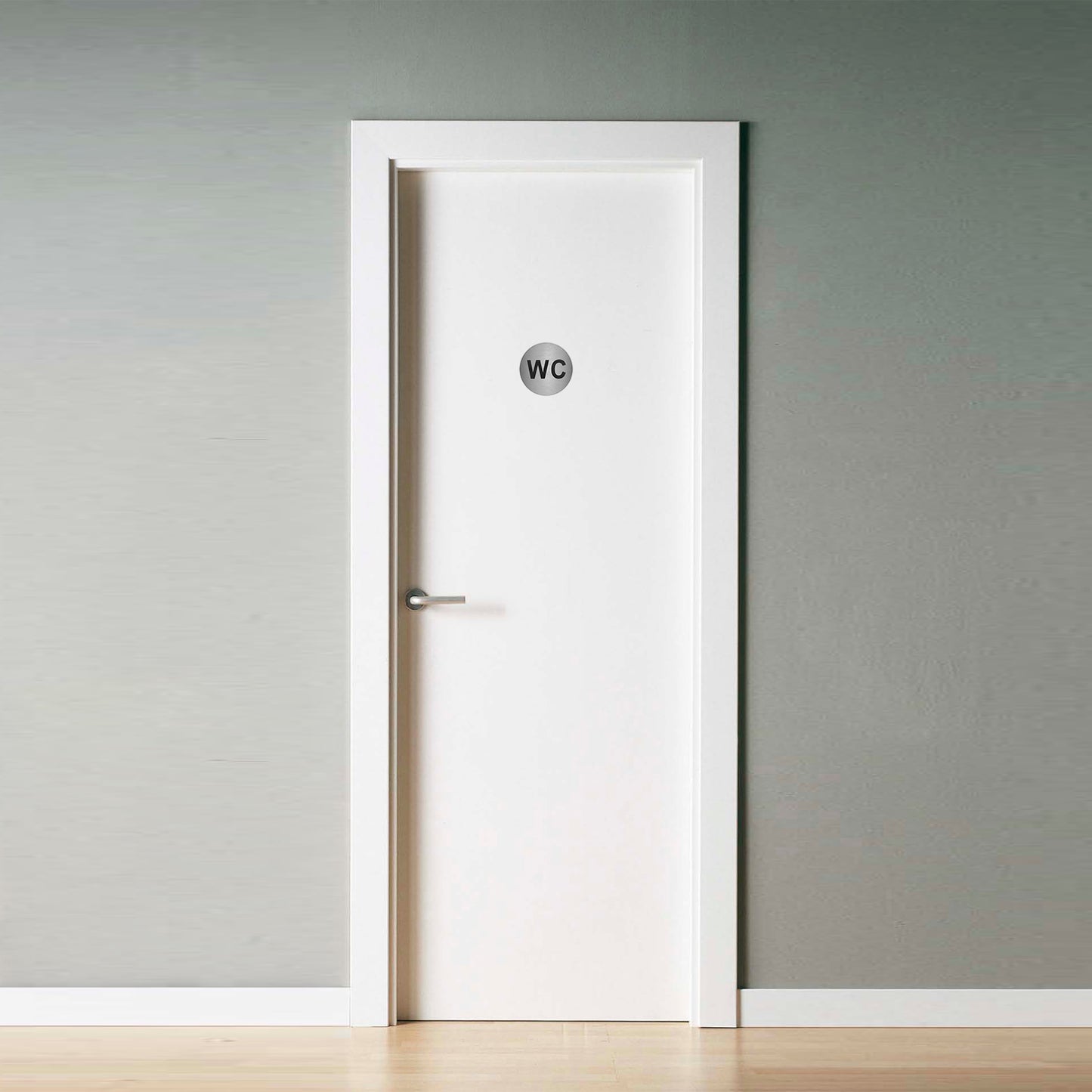 Placa adesiva "WC" Aço Inox Ø 7 cm.