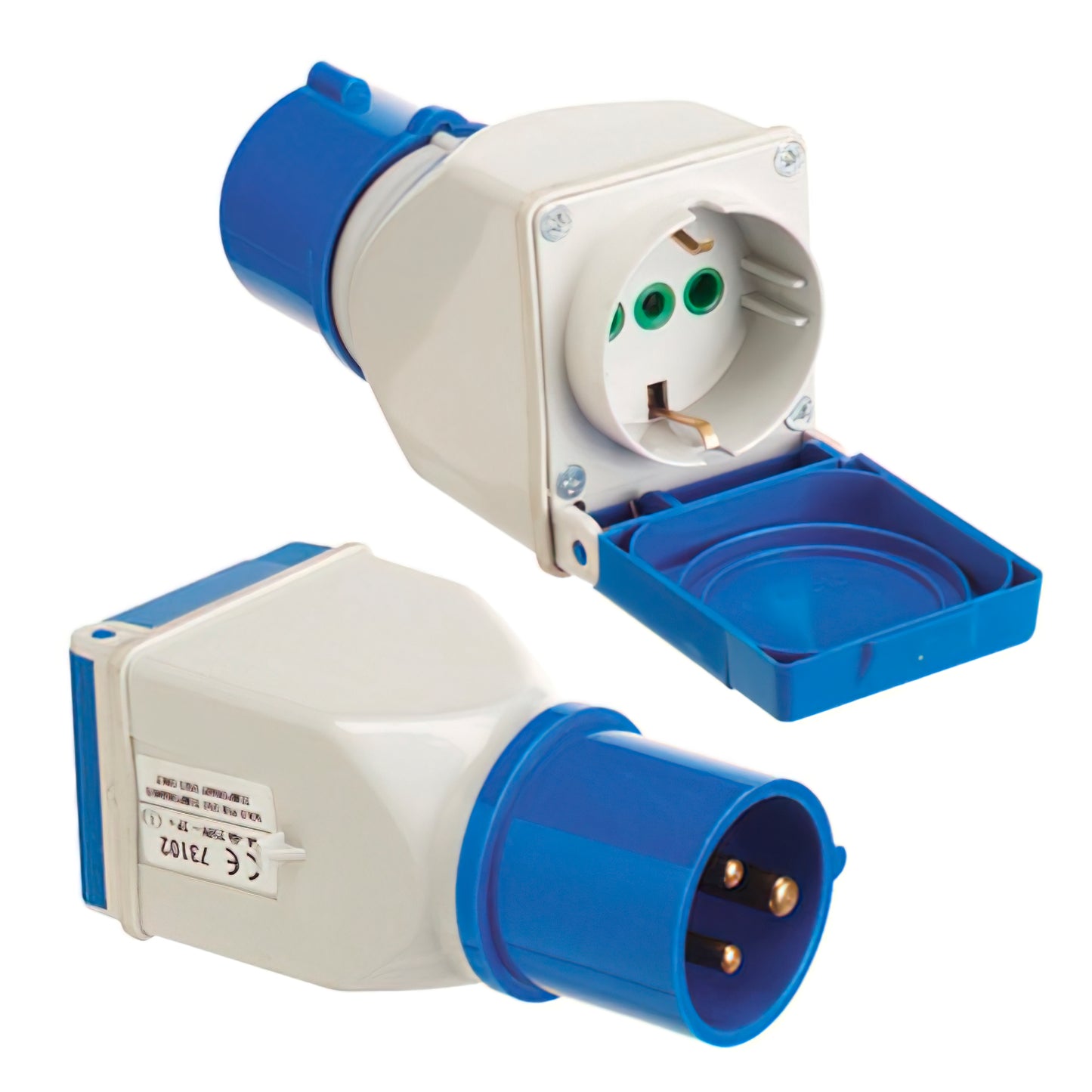 Adaptador Industrial Cetac Schuko Simples 2p com Capa
