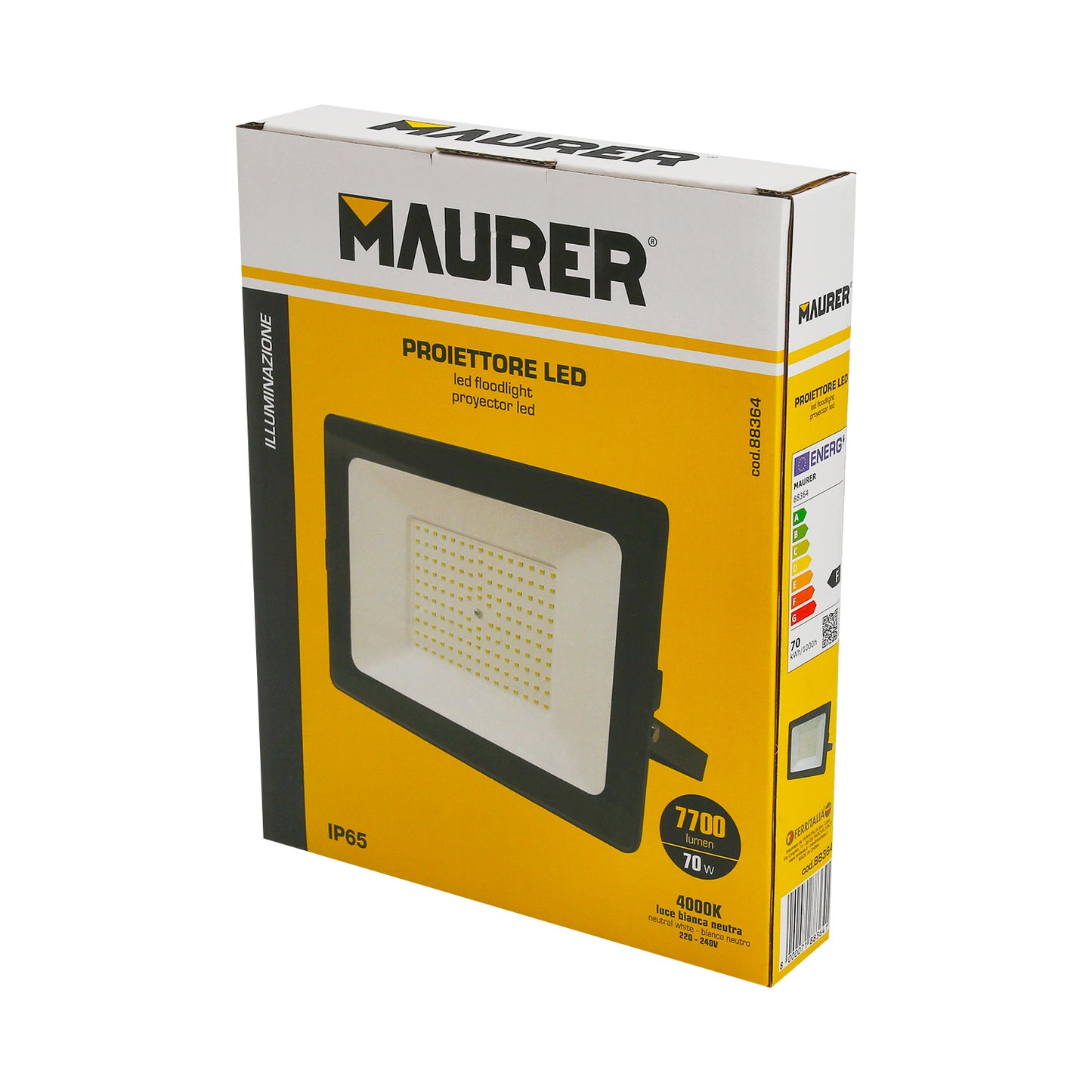 Foco Led Plano 70 Watt. 7700 Lumens. Luz blanca 4000ºK Protección IP65.