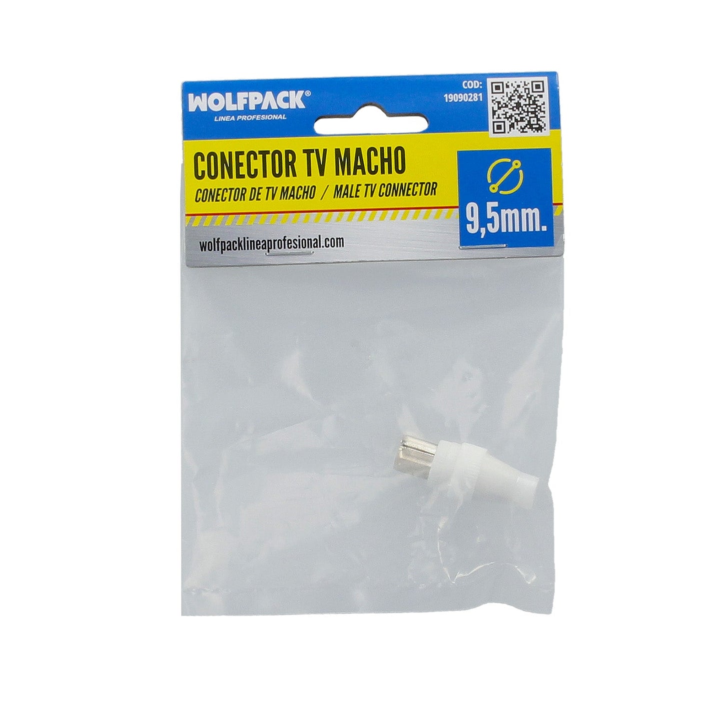 Conector TV Macho Recto 9,5 mm.