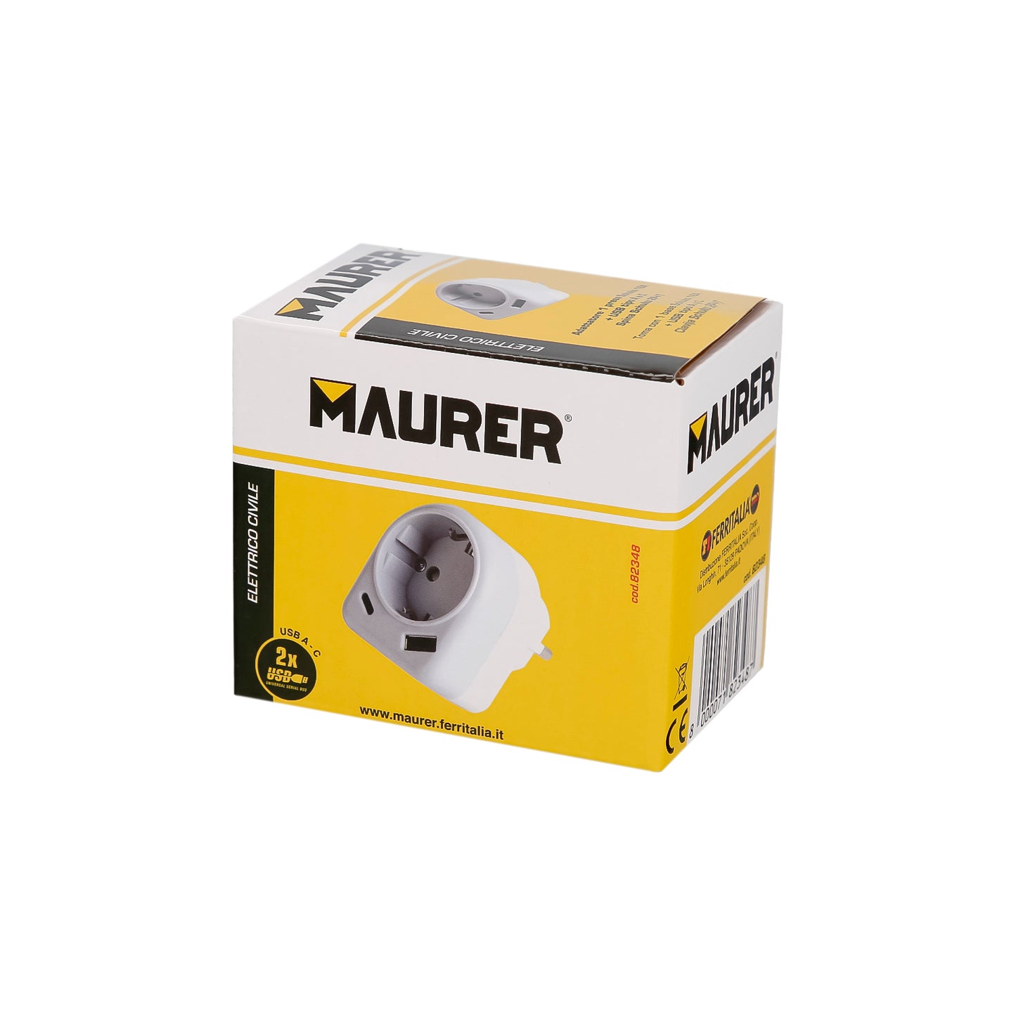Schuko Plug / Adaptador Com 2 Soquetes, USB A / C. Potência Máxima 3680 W. Carregador de Celular, Carregador de 2 Soquetes, Adaptador de Celular