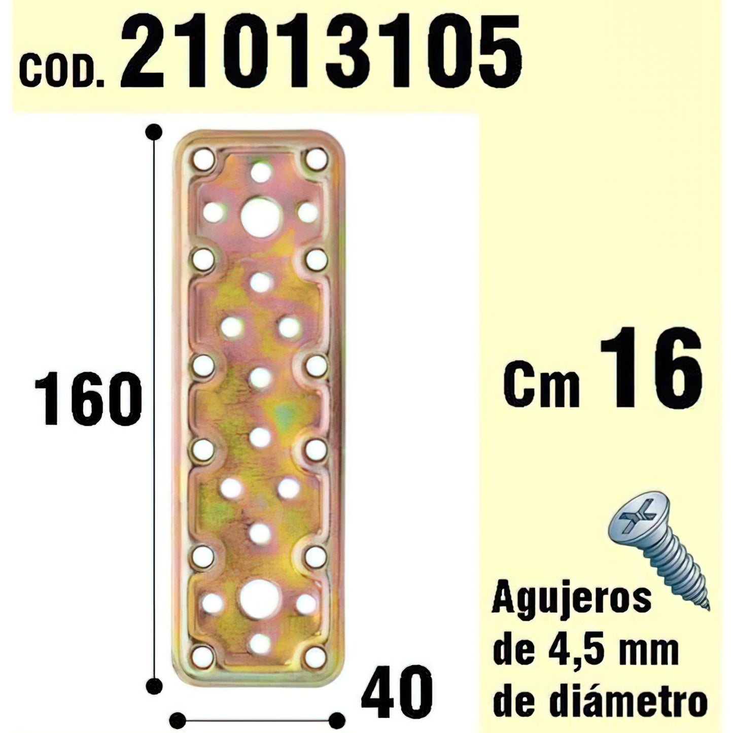 Placa Suporte Madeira Videira Bicromada 40x160 mm.