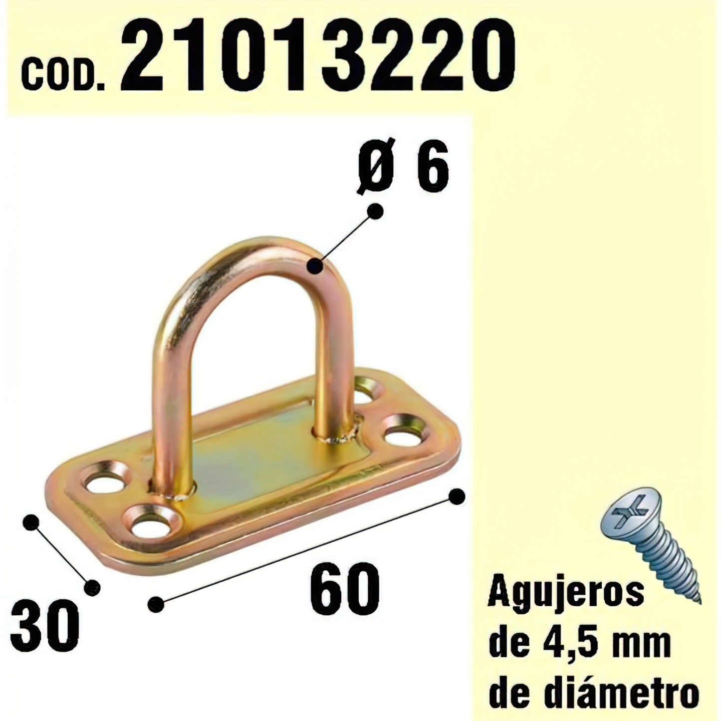 Suporte Anel Bicromado Para Madeira Ø 6 mm.