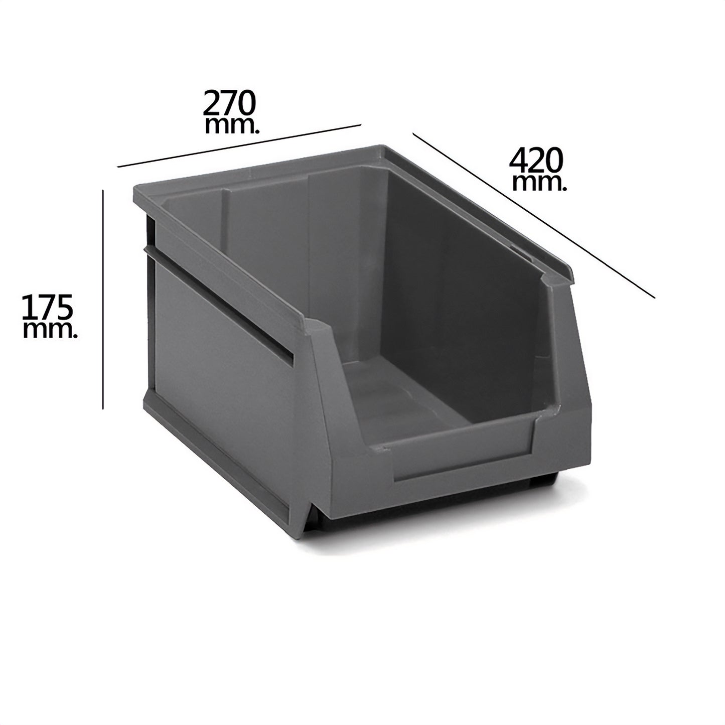 Gaveta de Arrumação Empilhável Cinza Nº56 420x270x175 mm. (4/6)