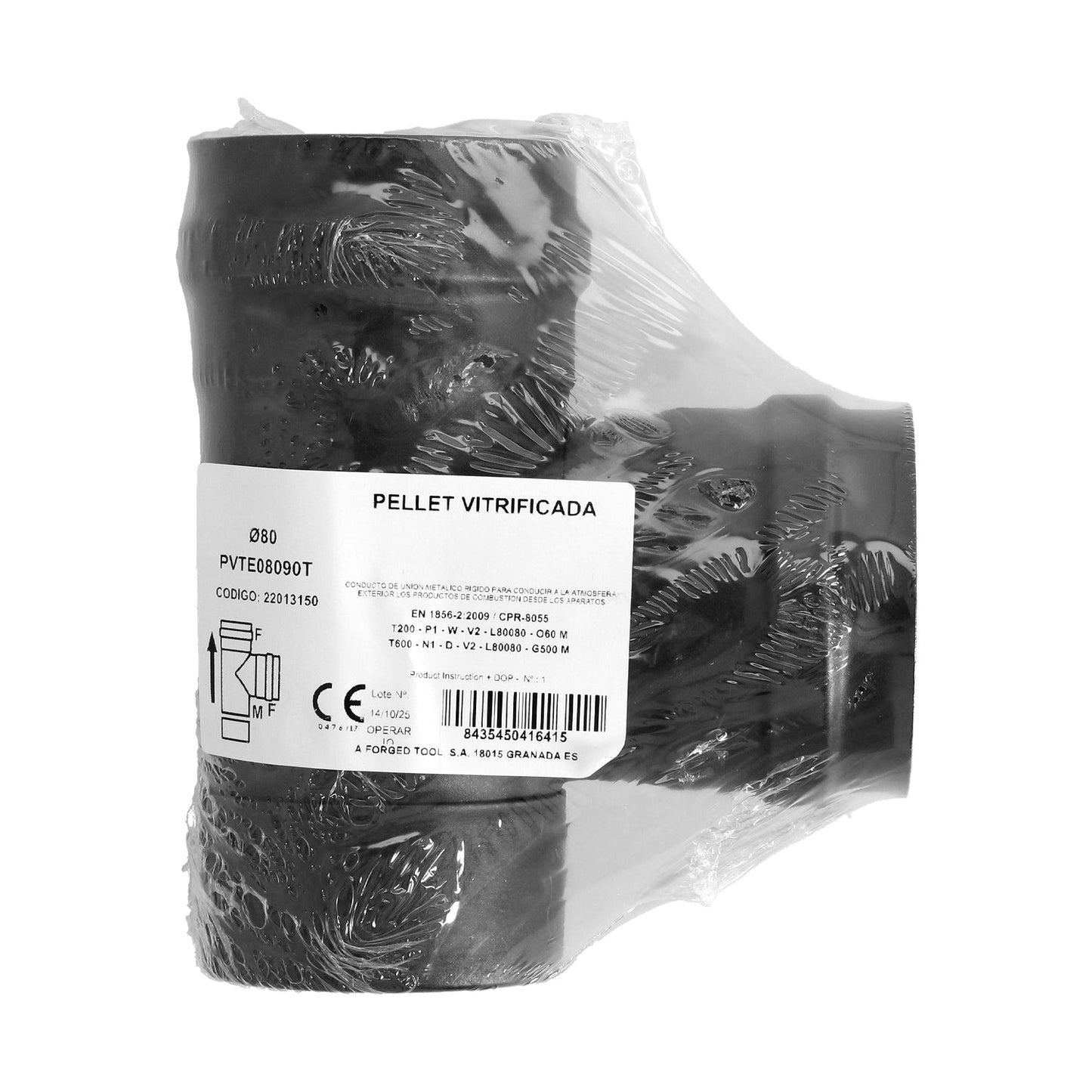 Te con Tapa Estufa Pellet Vitrificado Ø80 Mm 90°