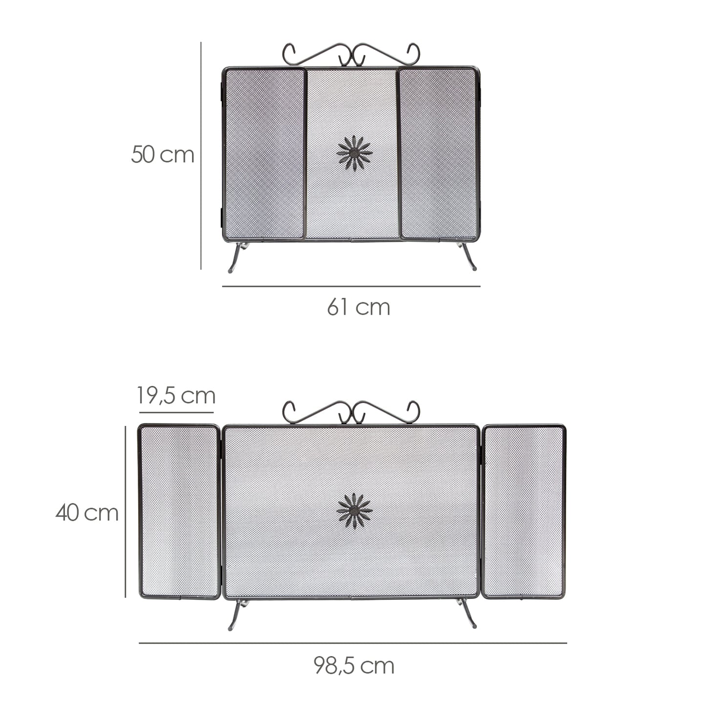Tela de lareira 98,5 x 50 (A) cm. Proteção contra faíscas, protetor de chaminé, protetor de grelha de chaminé.