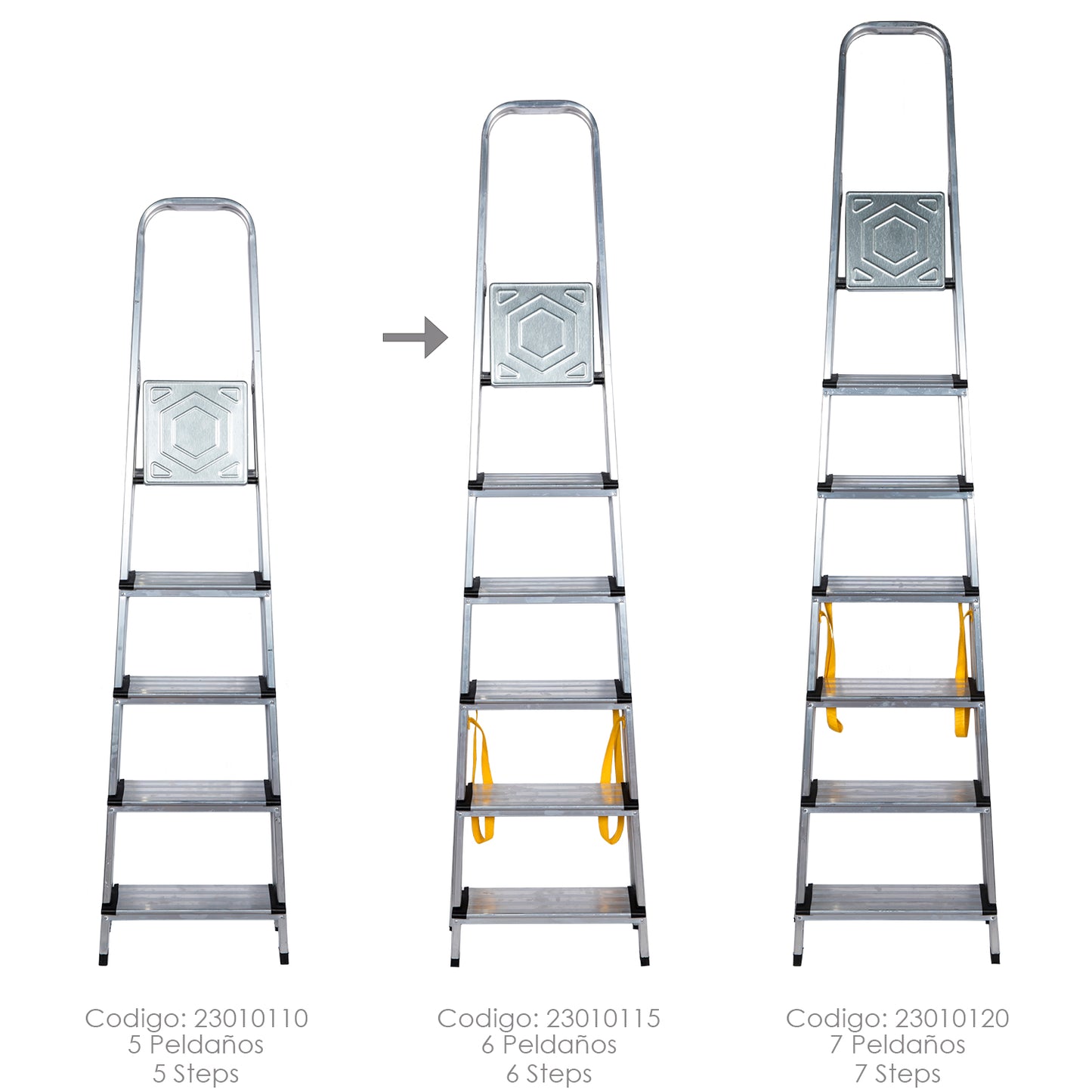 Escada de Alumínio Profissional Doméstica 6 Degraus com 12 cm de Espessura.