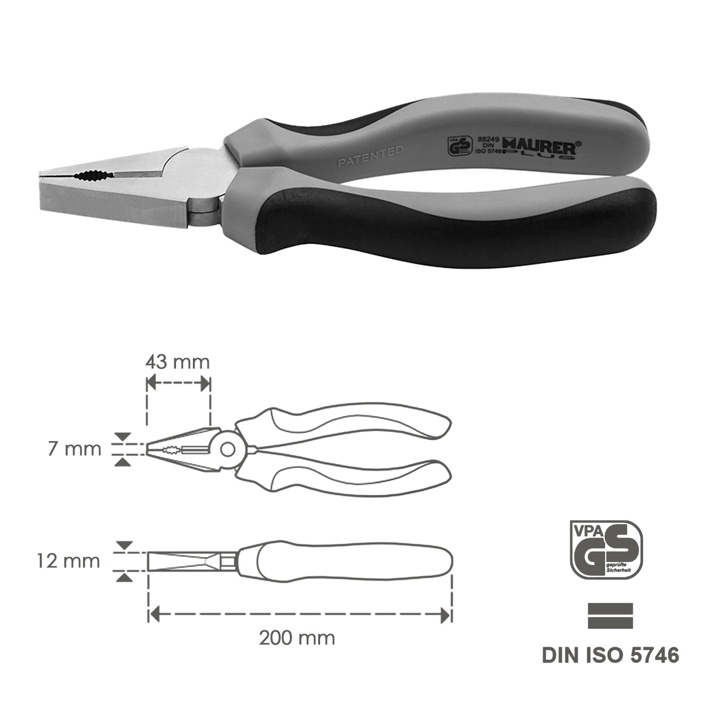DIN-ISO Alicate universal 200 mm.