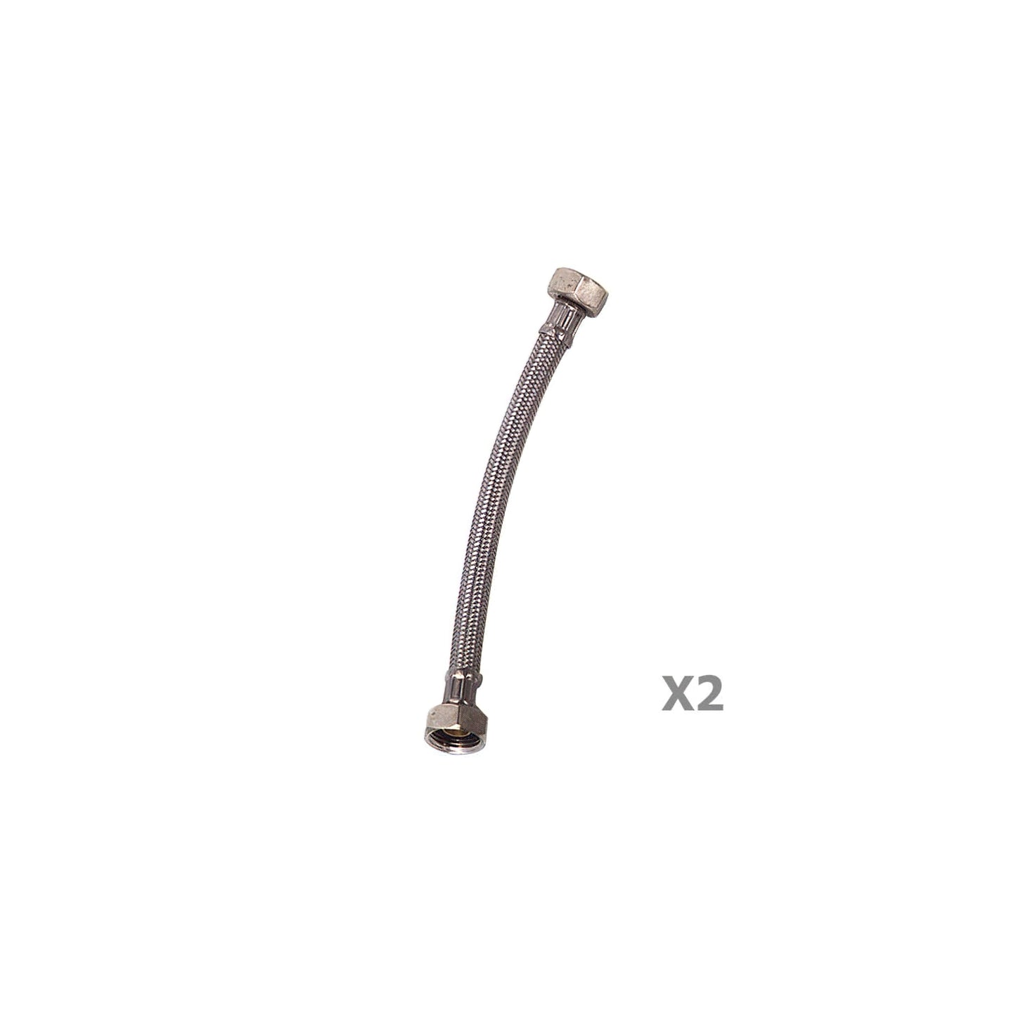 Latiguillo Inoxidable Hembra 3/8 - Hembra 1/2 300 mm. 2 Piezas