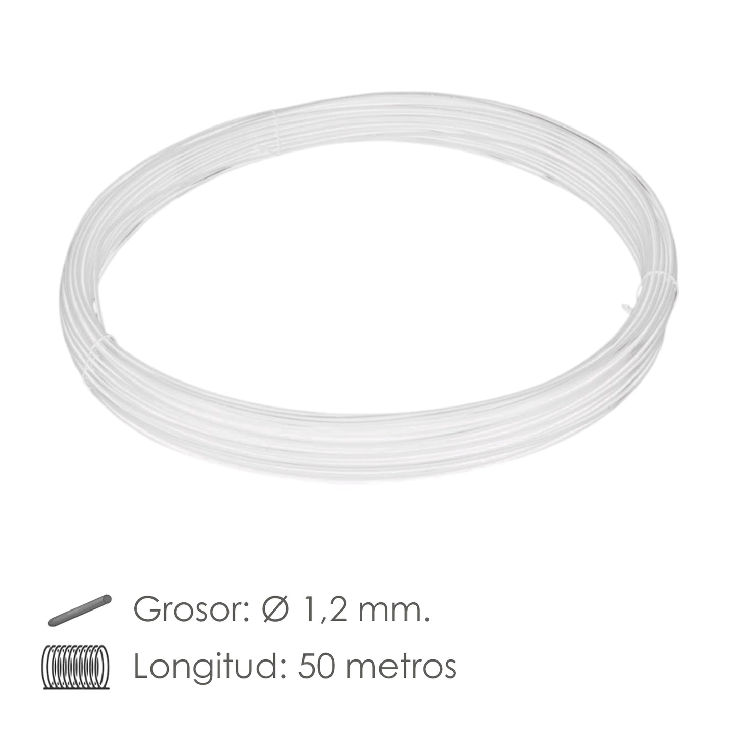 Arame plastificado 1,2 mm. Branco (Rolo 50 metros)