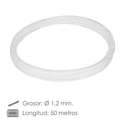 Arame plastificado 1,2 mm. Branco (Rolo 50 metros)