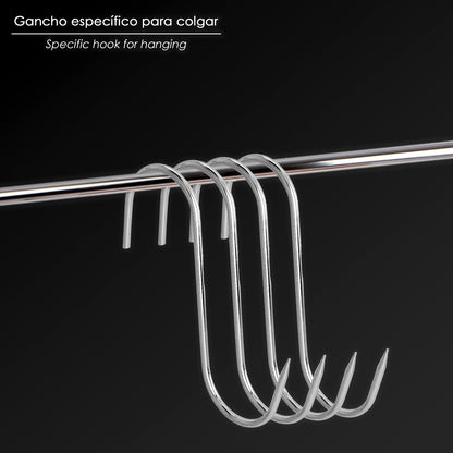 Gancho de açougueiro inox nº 2 de 120 x 5 x 44 mm.