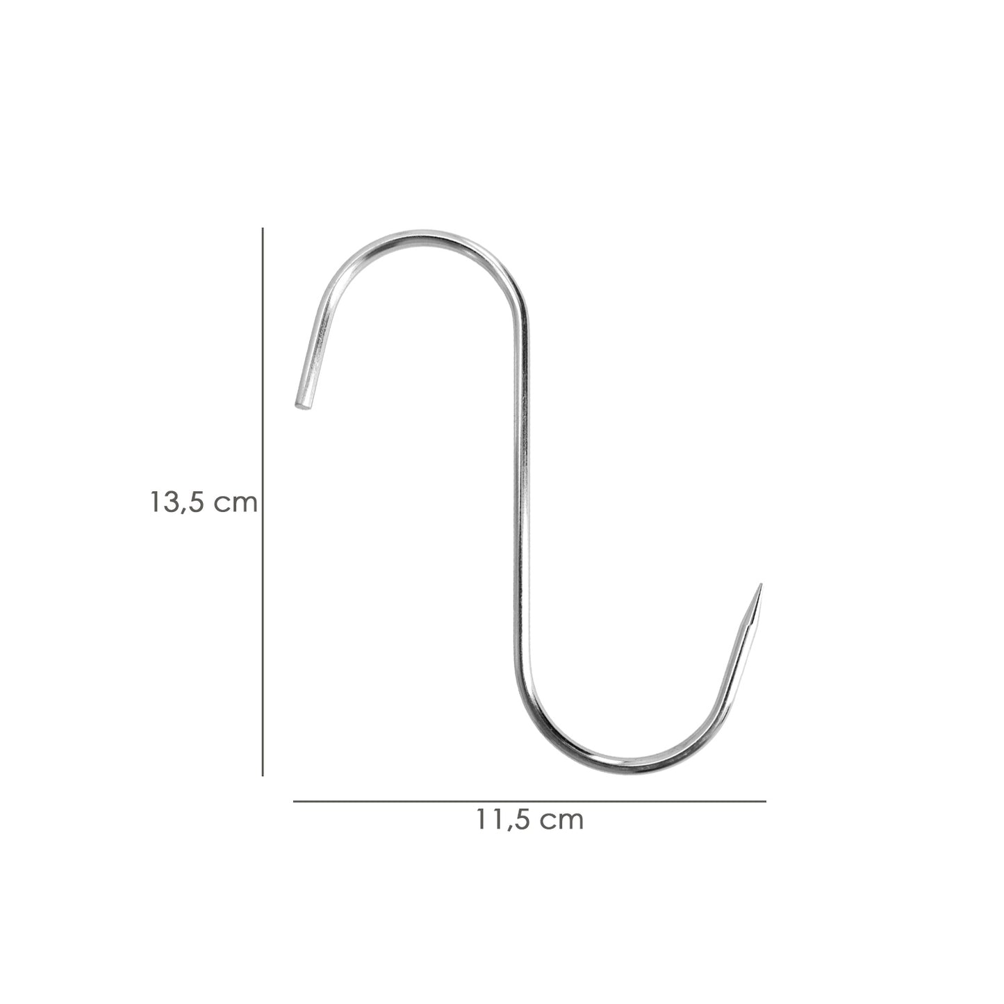 Gancho Carnicero Inoxidable Nº 3 de 140 x 5 mm. gancho para productos carnicos.