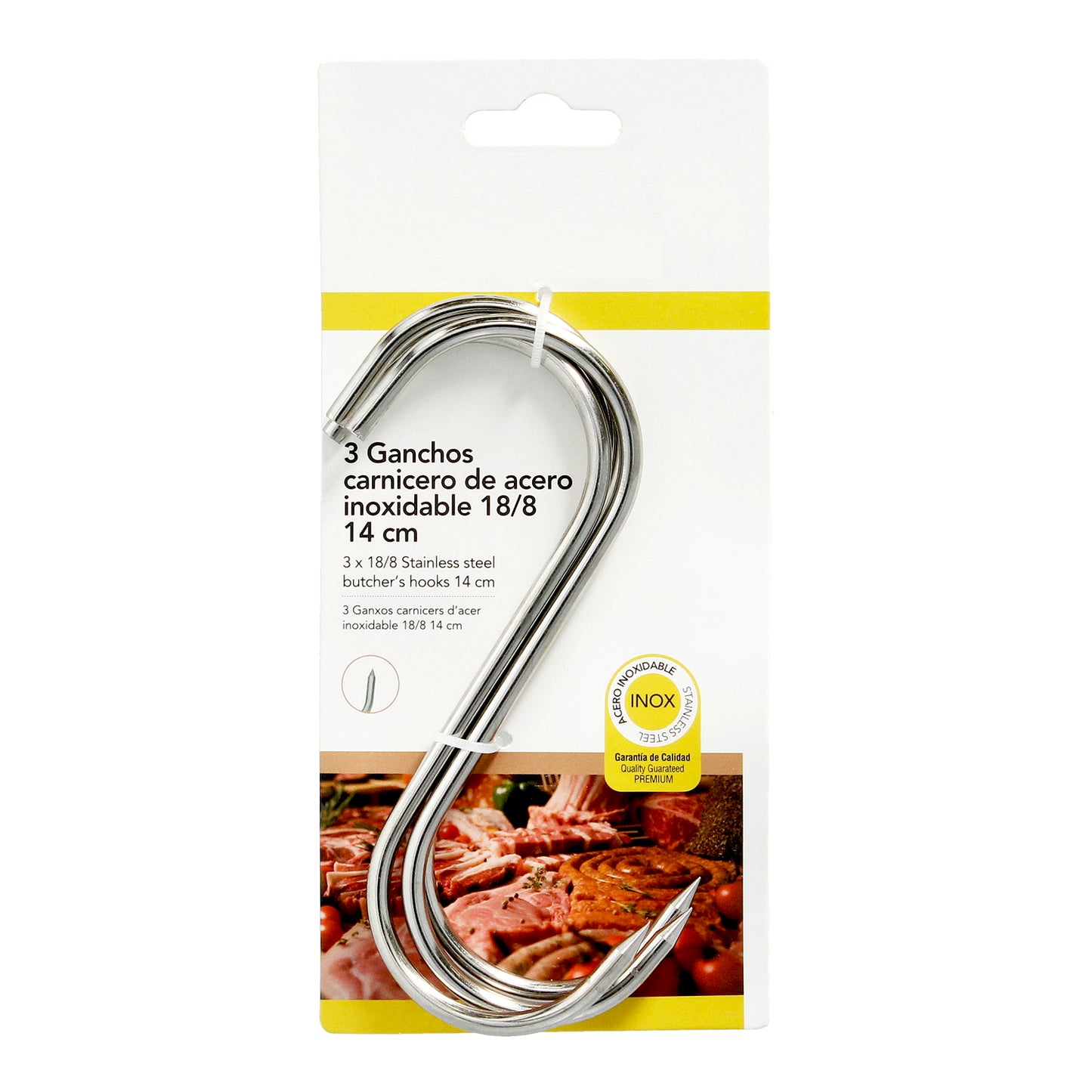 Blister 3 Ganchos Carnicero Inoxidables Nº 14