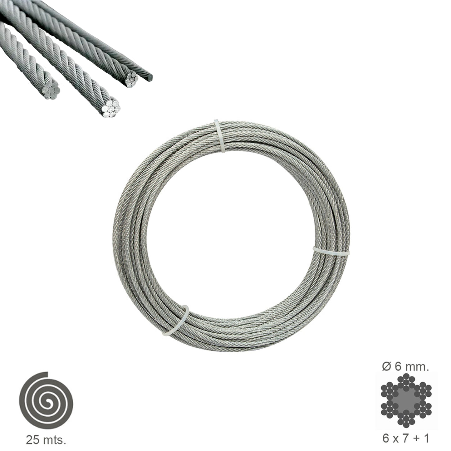 Arame galvanizado 6 mm. (Role 25 metros) Sem elevação