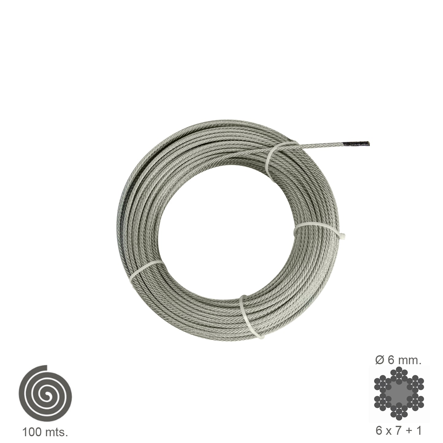 Cable Galvanizado   6 mm. (Rollo 100 Metros) No Elevacion