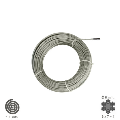 Cable Galvanizado   6 mm. (Rollo 100 Metros) No Elevacion