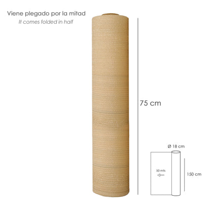 Malla Sombreo Rollo 1.5 x 50 metros, Reduce Radiación, Protección Jardín y Terraza, Regula Temperatura, Color Beige